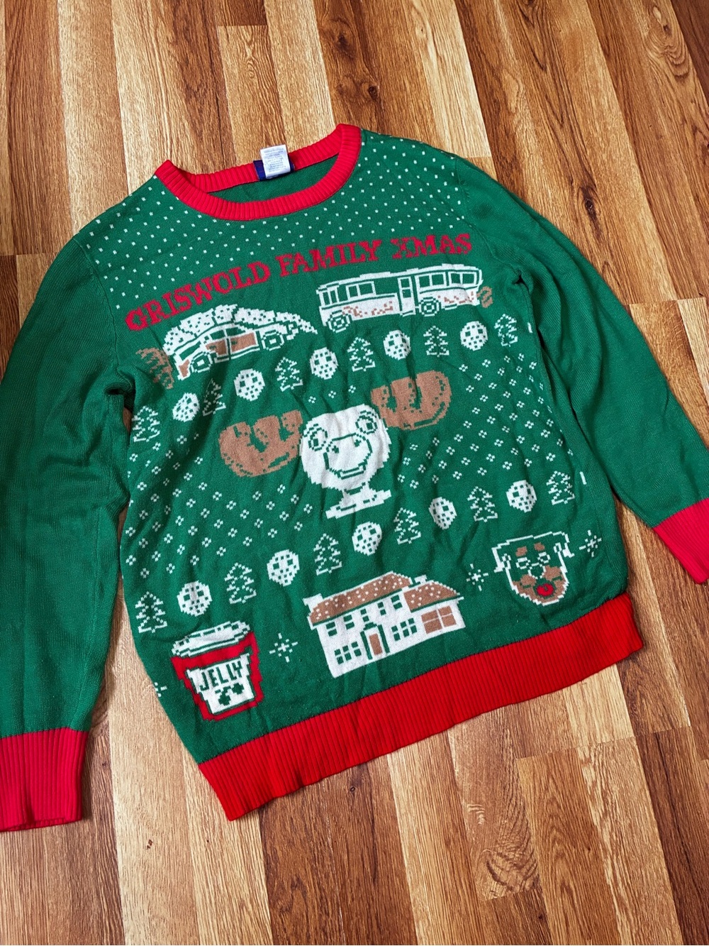 Griswold Family Xmas Green & Red Sweater